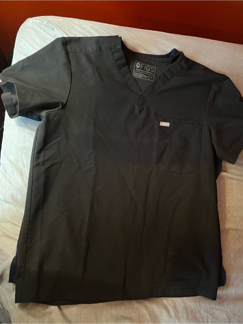 FIGS Black V-Neck Scrub Top